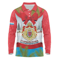 Personalised Luxembourg Christmas Long Sleeve Polo Shirt Schei Chreschtdeeg 2025 - Wonder Print Shop