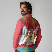 Personalised Luxembourg Christmas Long Sleeve Polo Shirt Schei Chreschtdeeg 2025 - Wonder Print Shop