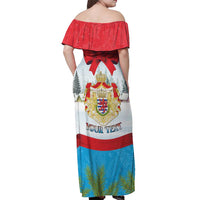 Personalised Luxembourg Christmas Off Shoulder Maxi Dress Schei Chreschtdeeg 2025 - Wonder Print Shop
