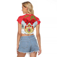 Personalised Luxembourg Christmas Raglan Cropped T Shirt Schei Chreschtdeeg 2025 - Wonder Print Shop