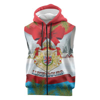 Personalised Luxembourg Christmas Sleeveless Zip Hoodie Schei Chreschtdeeg 2025 - Wonder Print Shop
