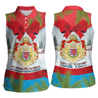 Personalised Luxembourg Christmas Women Sleeveless Polo Shirt Schei Chreschtdeeg 2025 - Wonder Print Shop