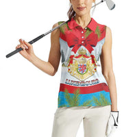 Personalised Luxembourg Christmas Women Sleeveless Polo Shirt Schei Chreschtdeeg 2025 - Wonder Print Shop
