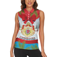 Personalised Luxembourg Christmas Women Sleeveless Polo Shirt Schei Chreschtdeeg 2025 - Wonder Print Shop