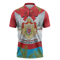 Personalised Luxembourg Christmas Zipper Polo Shirt Schei Chreschtdeeg 2025 - Wonder Print Shop
