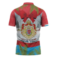 Personalised Luxembourg Christmas Zipper Polo Shirt Schei Chreschtdeeg 2025 - Wonder Print Shop