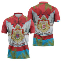 Personalised Luxembourg Christmas Zipper Polo Shirt Schei Chreschtdeeg 2025 - Wonder Print Shop