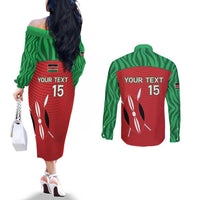 Custom Athletics Kenya Couples Matching Off The Shoulder Long Sleeve Dress and Long Sleeve Button Shirt Kenyan Runner