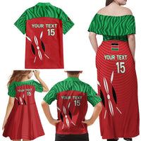 Custom Athletics Kenya Family Matching Off Shoulder Maxi Dress and Hawaiian Shirt Kenyan Runner - Wonder Print Shop
