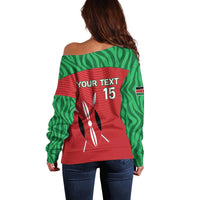 Custom Athletics Kenya Off Shoulder Sweater Kenyan Runner - Wonder Print Shop