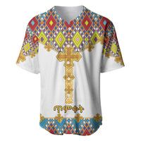 Ethiopian Epiphany Baseball Jersey Cross Mix Tilet Pattern - Wonder Print Shop