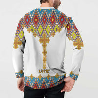 Ethiopian Epiphany Button Sweatshirt Cross Mix Tilet Pattern - Wonder Print Shop