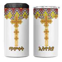 Ethiopian Epiphany 4 in 1 Can Cooler Tumbler Cross Mix Tilet Pattern - Wonder Print Shop