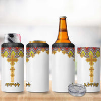 Ethiopian Epiphany 4 in 1 Can Cooler Tumbler Cross Mix Tilet Pattern - Wonder Print Shop