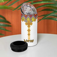 Ethiopian Epiphany 4 in 1 Can Cooler Tumbler Cross Mix Tilet Pattern - Wonder Print Shop