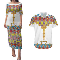 Ethiopian Epiphany Couples Matching Puletasi and Hawaiian Shirt Cross Mix Tilet Pattern - Wonder Print Shop