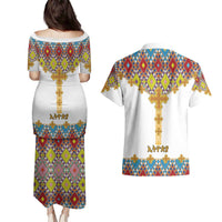 Ethiopian Epiphany Couples Matching Puletasi and Hawaiian Shirt Cross Mix Tilet Pattern - Wonder Print Shop