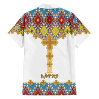 Ethiopian Epiphany Family Matching Off The Shoulder Long Sleeve Dress and Hawaiian Shirt Cross Mix Tilet Pattern - Wonder Print Shop