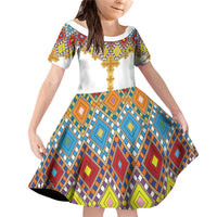 Ethiopian Epiphany Family Matching Off Shoulder Short Dress and Hawaiian Shirt Cross Mix Tilet Pattern - Wonder Print Shop