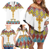 Ethiopian Epiphany Family Matching Off Shoulder Short Dress and Hawaiian Shirt Cross Mix Tilet Pattern - Wonder Print Shop
