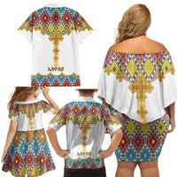 Ethiopian Epiphany Family Matching Off Shoulder Short Dress and Hawaiian Shirt Cross Mix Tilet Pattern - Wonder Print Shop