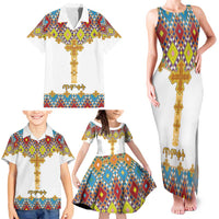 Ethiopian Epiphany Family Matching Tank Maxi Dress and Hawaiian Shirt Cross Mix Tilet Pattern - Wonder Print Shop