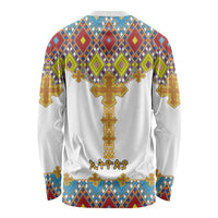 Ethiopian Epiphany Long Sleeve Shirt Cross Mix Tilet Pattern - Wonder Print Shop