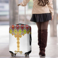 Ethiopian Epiphany Luggage Cover Cross Mix Tilet Pattern - Wonder Print Shop