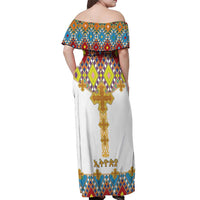 Ethiopian Epiphany Off Shoulder Maxi Dress Cross Mix Tilet Pattern - Wonder Print Shop