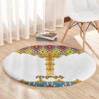 Ethiopian Epiphany Round Carpet Cross Mix Tilet Pattern