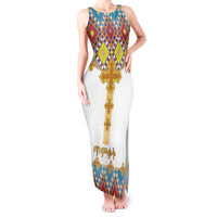 Ethiopian Epiphany Tank Maxi Dress Cross Mix Tilet Pattern - Wonder Print Shop
