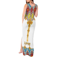 Ethiopian Epiphany Tank Maxi Dress Cross Mix Tilet Pattern - Wonder Print Shop