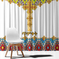 Ethiopian Epiphany Window Curtain Cross Mix Tilet Pattern - Wonder Print Shop