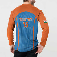 Custom India Cricket Button Sweatshirt Go Men in Blue - Wonder Print Shop