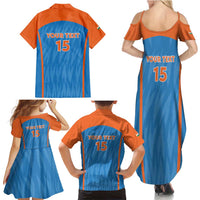 Custom India Cricket Family Matching Summer Maxi Dress and Hawaiian Shirt Go Men in Blue - Wonder Print Shop
