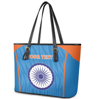 Custom India Cricket Leather Tote Bag Go Men in Blue - Wonder Print Shop