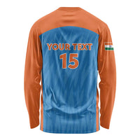 Custom India Cricket Long Sleeve Shirt Go Men in Blue - Wonder Print Shop