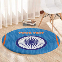 Custom India Cricket Round Carpet Go Men in Blue