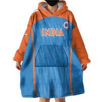 Custom India Cricket Wearable Blanket Hoodie Go Men in Blue - Wonder Print Shop