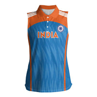 Custom India Cricket Women Sleeveless Polo Shirt Go Men in Blue - Wonder Print Shop