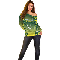 Custom Pakistan Cricket Off Shoulder Sweater Go Shaheens - Wonder Print Shop