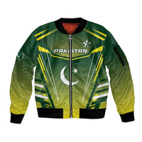 Custom Pakistan Cricket Sleeve Zip Bomber Jacket Go Shaheens - Wonder Print Shop
