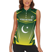 Custom Pakistan Cricket Women Sleeveless Polo Shirt Go Shaheens - Wonder Print Shop