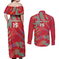 Custom Namibia Football Couples Matching Off Shoulder Maxi Dress and Long Sleeve Button Shirt Go Namibia Warriors - Wonder Print Shop
