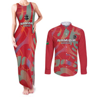 Custom Namibia Football Couples Matching Tank Maxi Dress and Long Sleeve Button Shirt Go Namibia Warriors - Wonder Print Shop