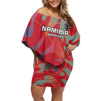 Custom Namibia Football Family Matching Off Shoulder Short Dress and Hawaiian Shirt Go Namibia Warriors - Wonder Print Shop