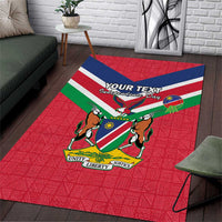Personalised Namibia Independence Day Area Rug Coat Of Arms With Flag Map - Wonder Print Shop