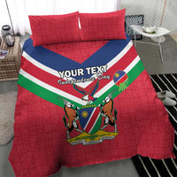 Personalised Namibia Independence Day Bedding Set Coat Of Arms With Flag Map - Wonder Print Shop