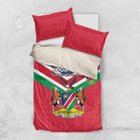 Personalised Namibia Independence Day Bedding Set Coat Of Arms With Flag Map - Wonder Print Shop