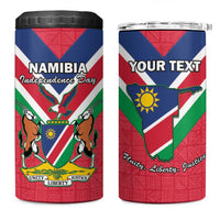 Personalised Namibia Independence Day 4 in 1 Can Cooler Tumbler Coat Of Arms With Flag Map - Wonder Print Shop